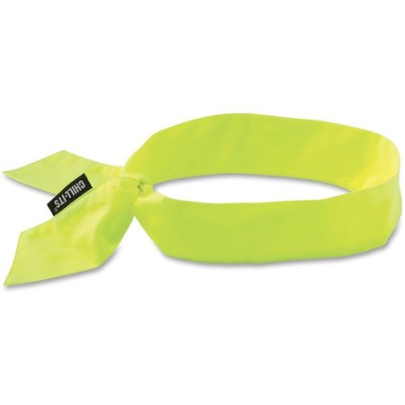 CHILL-ITS BY ERGODYNE Cooling Bandana, Tie, Low-profile, Cotton, 36-1/2"x2", Lime EGO12301